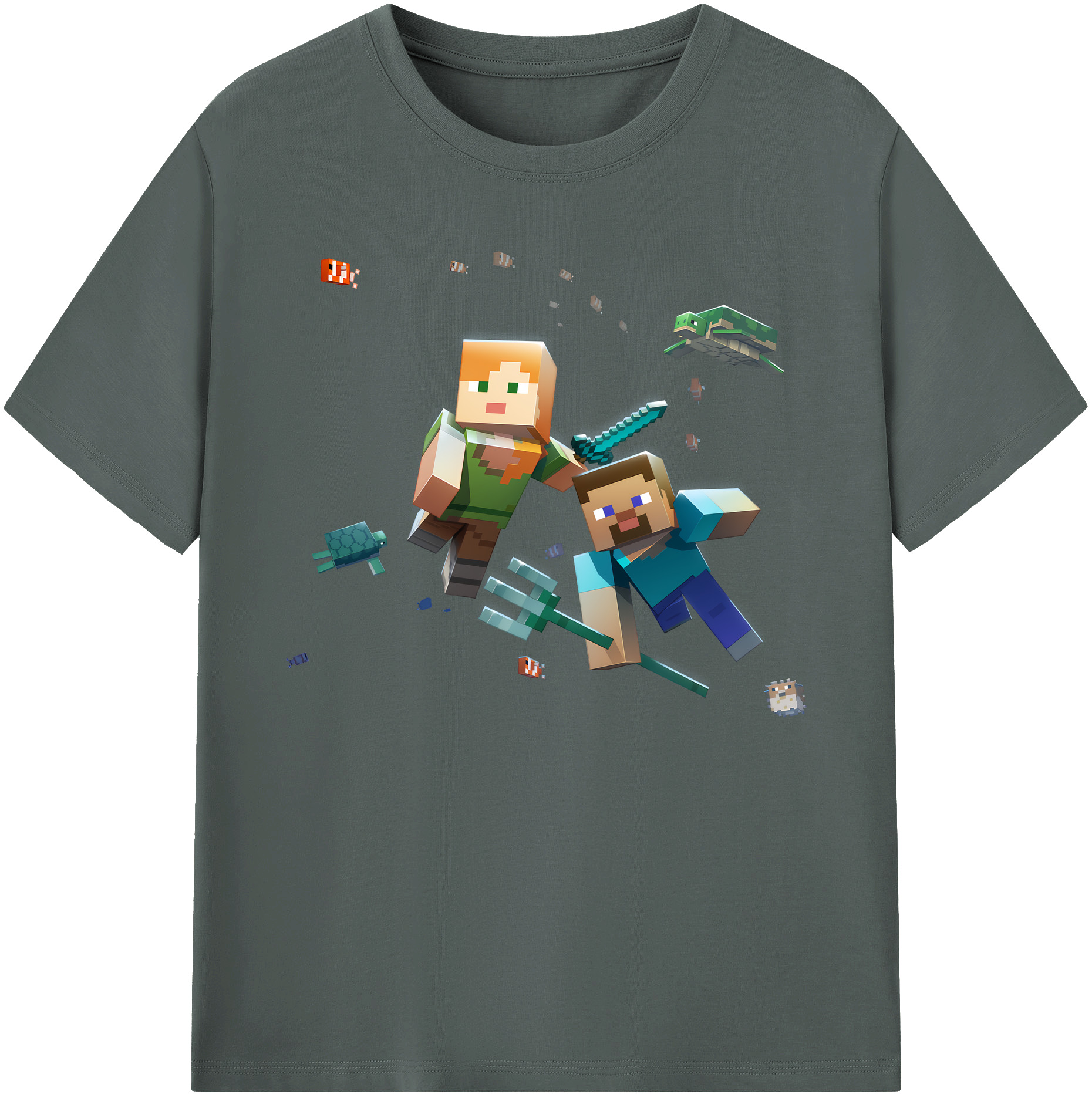 （画像用） マインクラフト ブロックの世界 Minecraft MC Block world 綿100％ メンズ半袖Tシャツ｜肌触りやわらか＆通気性